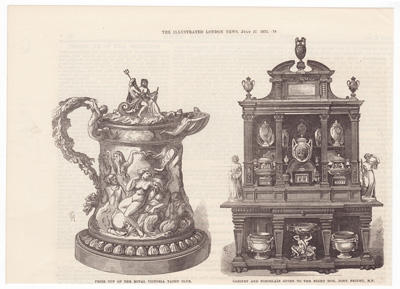 Prize Cup of the Royal Victoria Yacht Club
Cabinet and Porcelain Given to the Right Hon. John Bright, M. P. 